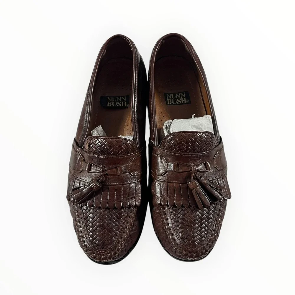 Nunn Bush Men's Brown Leather Tassel Loafer Shoes Size 10